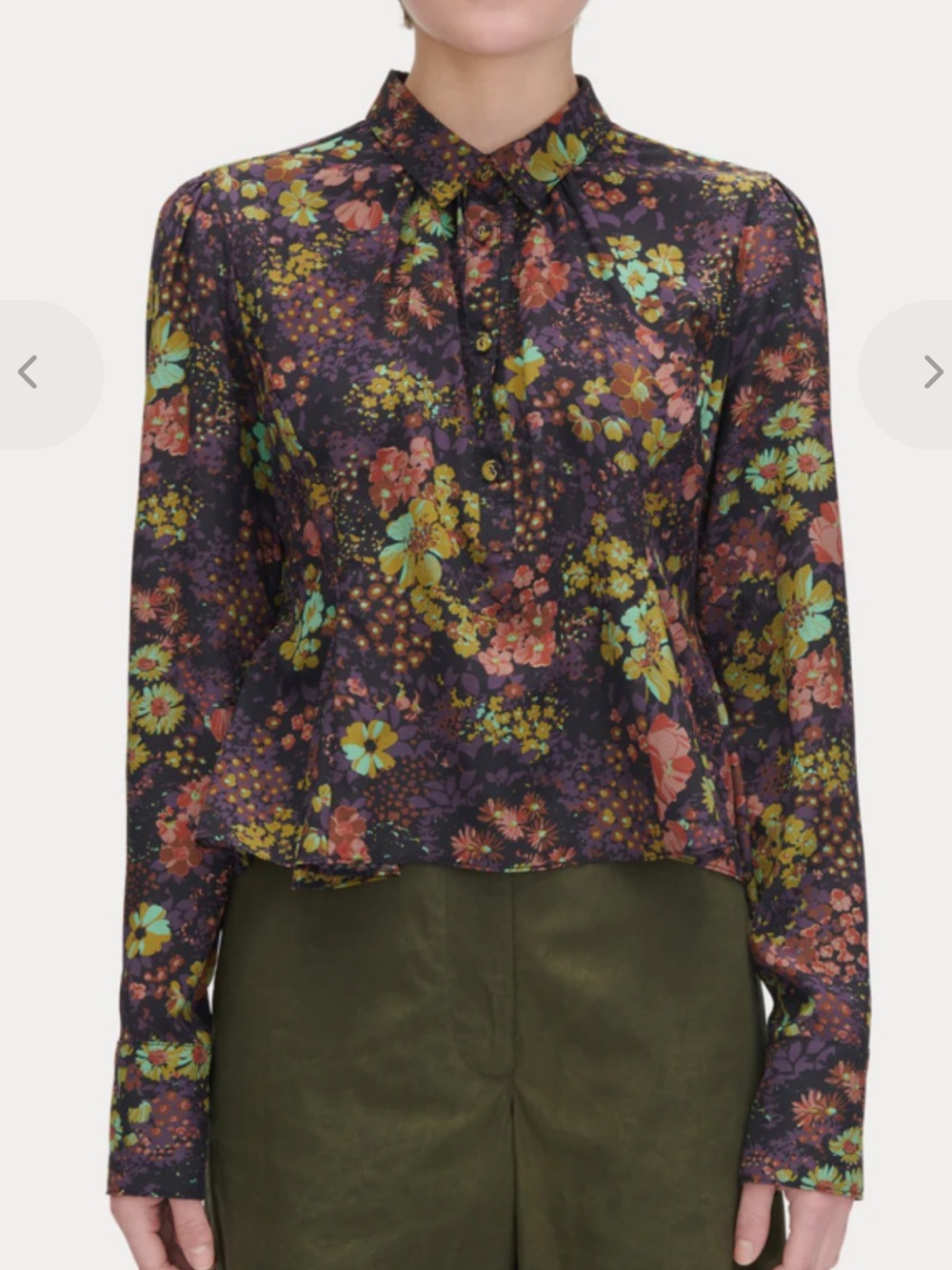 RACHEL COMEY Women's Floral Long-Sleeve V-Neck Blouse in Multicolor